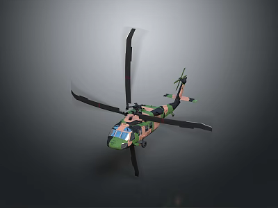 Military Helicopter Featuring Camouflage Color Scheme Main Rotor And Detailed Design 3d model