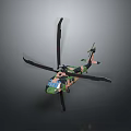 Military Helicopter Featuring Camouflage Color Scheme Main Rotor And Detailed Design