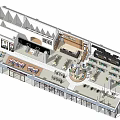 Modern Clothing Store Interior With Display Racks Colorful Clothes And Hanging Lights