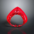 Red Decorative Bracelet With Intricate Hollow Patterns And Shiny Reflective Surface Design