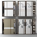 Modern Stylish Wardrobe Designs With Sliding Doors Decorative Patterns And Storage Spaces 3d model
