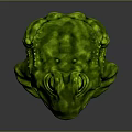 Green Frog 3D Model With Shiny Surface Bumpy Texture And Large Black Eyes