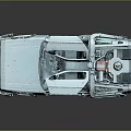 Silver Futuristic Car With Open Doors And Roof Mounted Equipment Design