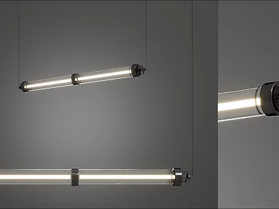 Modern Linear Pendant Light with Sleek Metal Frame and Transparent Glass Shade Design 3d model