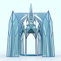 Ice Inspired Architectural Structure With Spires Arches And Intricate Blue Patterns 3d model