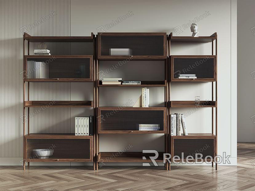 Nordic Bookcase Solid Wood Bookcase model