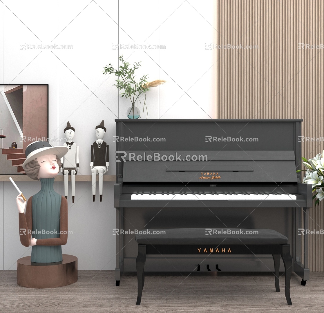 Modern Piano Ornaments Decorative Painting 3d model