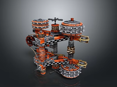 Intricate Steampunk Mechanical Structure With Interlocking Gears Rotating Chains And Metal Components 3d model