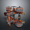 Intricate Steampunk Mechanical Structure With Interlocking Gears Rotating Chains And Metal Components 3d model