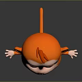 Cute Cartoon Monkey Character with Orange Body Red Top Big Blue Eyes and Arms Outstretched