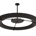 Black Circular Metal Chandelier with Modern Ring Design and Textured Surface