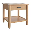 Simple Modern Wooden Side Table With Drawer Black Handle And Lower Shelf 3d model
