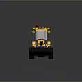 Yellow Toy Functional Vehicle with Front Loader Bucket Red Warning Light Transparent Windshield Black Wheels