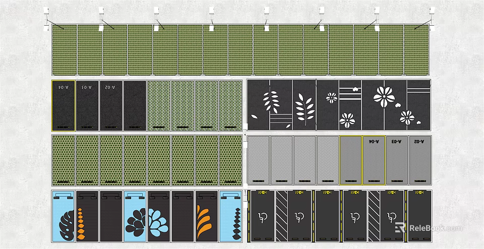 Parking Lot Surface Design With Various Decorative Patterns And Colorful Sections 3d model 