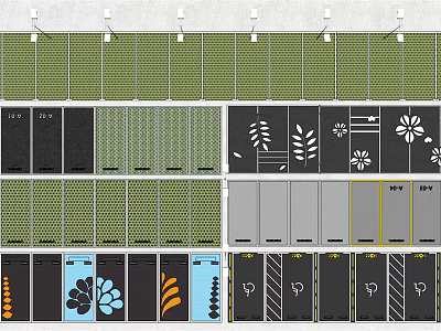 Parking Lot Surface Design With Various Decorative Patterns And Colorful Sections 3d model
