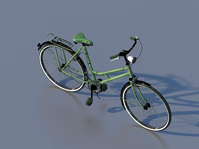 Green Urban Bicycle with Rear Rack Comfortable Saddle and Classic Design 3d model