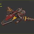 Sci Fi Spaceship Model With Red Blue Yellow Accents Futuristic Mechanical Design And Wing Structure