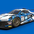 Audi R8 Racing Car In Blue White Livery With BWT Michelin Logos And Number 33
