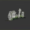 Detailed Rockery Model With Natural Stone Structure And Lush Green Plants On Base