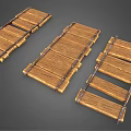 Wooden Plank Scene Components For 3D Game With Metal Connectors And Rustic Design