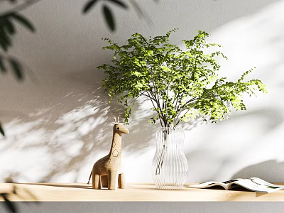 Shower Sauna Space With Green Plant And Figurine 3d model