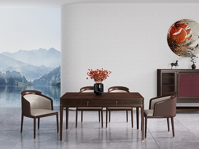 New Chinese Dining Table and Chair Combination Sideboard model