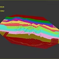 Detailed Mountainous Terrain Model With Green Vegetation And Blue Water Areas