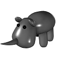 Gray Hippo Shaped Stuffed Toy with Round Ears Black Eyes and Long Snout