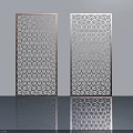Two Modern Swing Doors With Intricate Cutout Patterns And Sleek Design 3d model