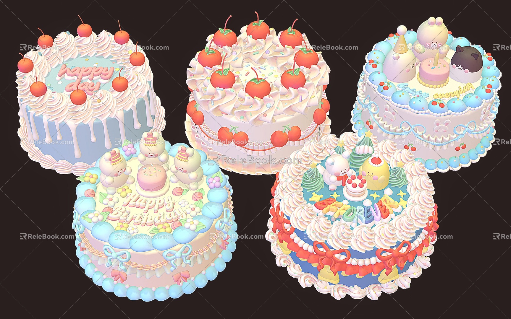 cake fruit cake cream cake birthday cake 3d model