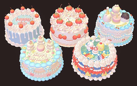 cake fruit cake cream cake birthday cake 3d model