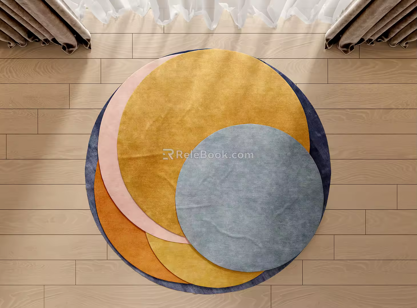 modern round carpet round flannel carpet 3d model