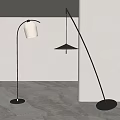 Modern Curved Floor Lamps With Cream And Black Shades In Minimalist Interior