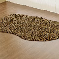 Living Room Leopard Print Irregular Shaped Rug On Wooden Floor