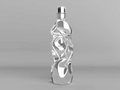 Silver Cup With Wavy Pattern Design On Gray Background For Modern Decor 3d model