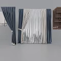 Blue And White Curtain With Sheer Panels And Wooden Blinds Modern Design Ideas