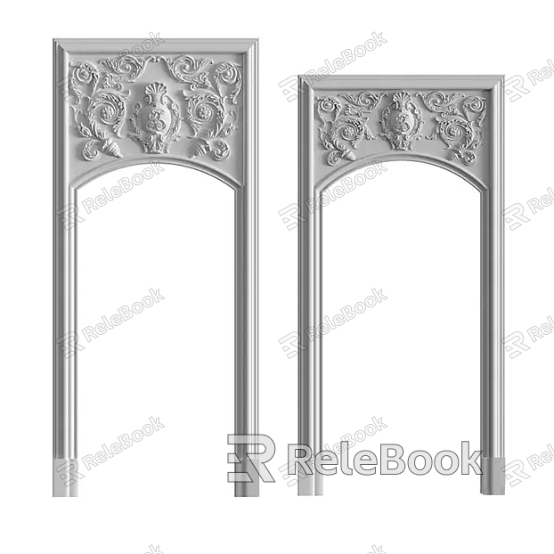 European-style carved door arch frame model