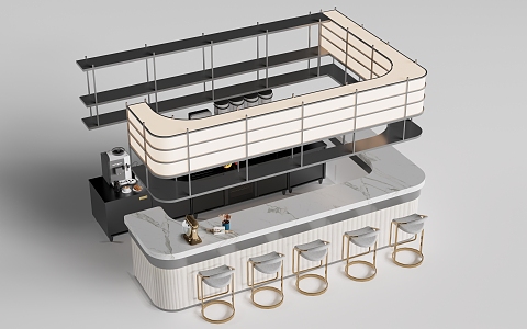 Modern water bar counter operation desk reception desk coffee bar counter tea table 3d model