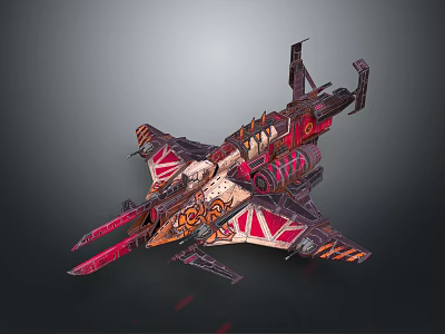 Futuristic Sci Fi Spaceship With Intricate Mechanical Design And Vibrant Red Pink Colors 3d model