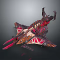 Futuristic Sci Fi Spaceship With Intricate Mechanical Design And Vibrant Red Pink Colors