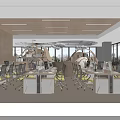 Modern Public Office Interior Design With Workstations Ergonomic Chairs And Large Windows