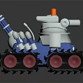 Electric Toy Robot Blue White with Tracks Orange Top Red Wheels for Kids Play