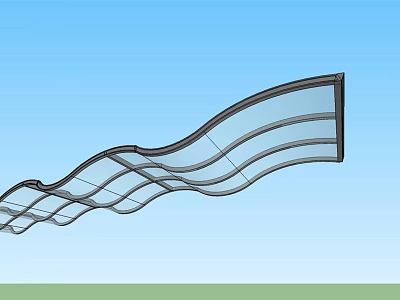 Modern Wavy Sunshade With Metal Frame And Transparent Panels For Outdoor Use 3d model