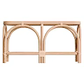 Modern Rattan Tea Table With Arched Legs And Lower Shelf Design
