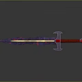 Fantasy Sword With Red Black Blade Yellow Accents And Red Handle Design