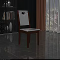 Wooden Dining Chair With White Backrest Circular Cutout And White Seat In Modern Interior
