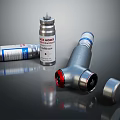 Medical Devices Including Cylinders Sprayers And Red Silver Components Displayed 3d model