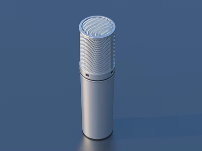 Sleek Silver Cylindrical Microphone With Mesh Top And Smooth Surface For Daily Use 3d model