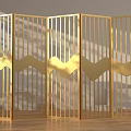 Modern Gold Wave Design Room Screen with Metal Frame and Light Shadow Effect 3d model