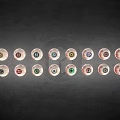 Various Colored Eyeballs With Different Styles Neatly Arranged On Dark Background